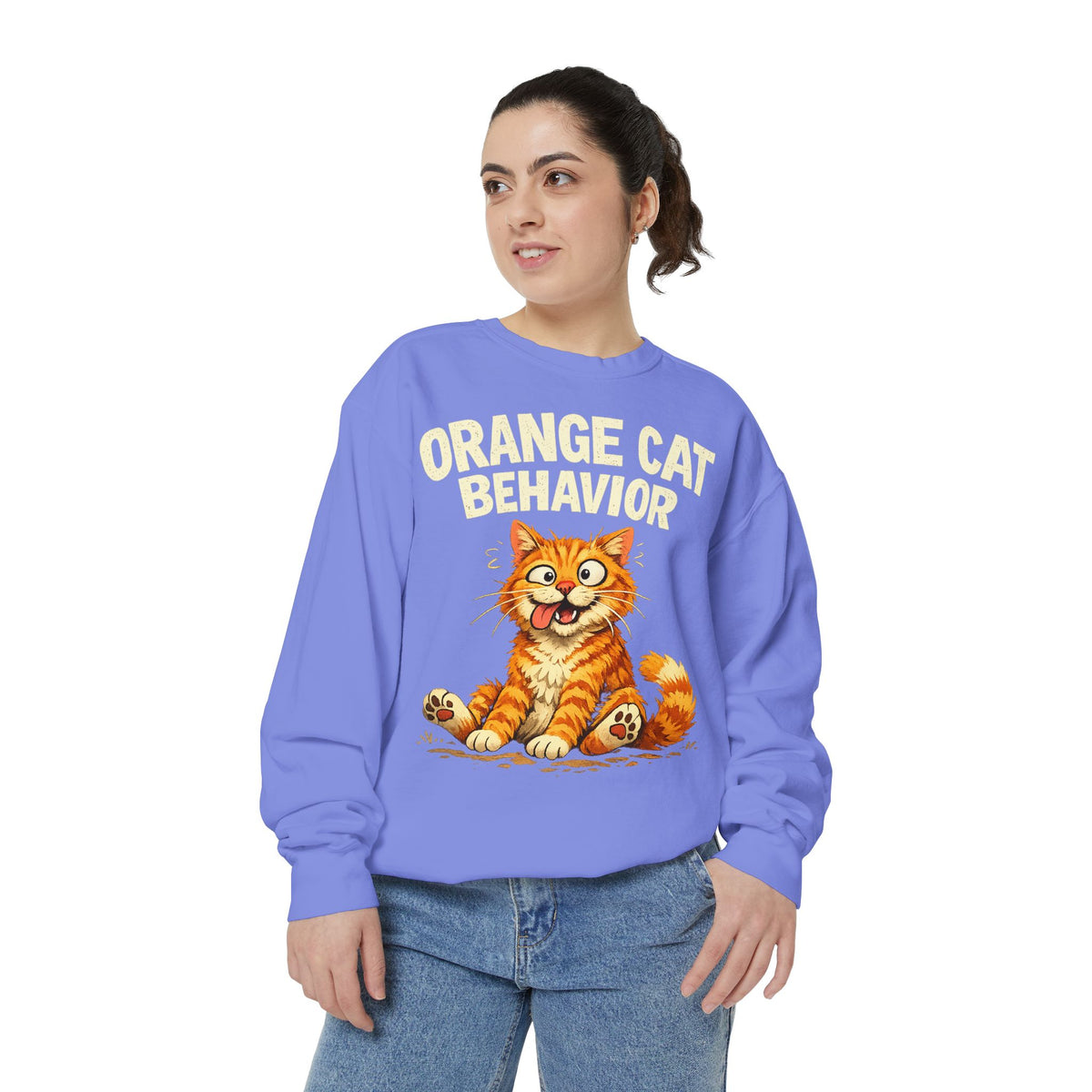 Orange Cat Behavior Sweatshirt — Cute Ginger Kitty Graphic Pullover