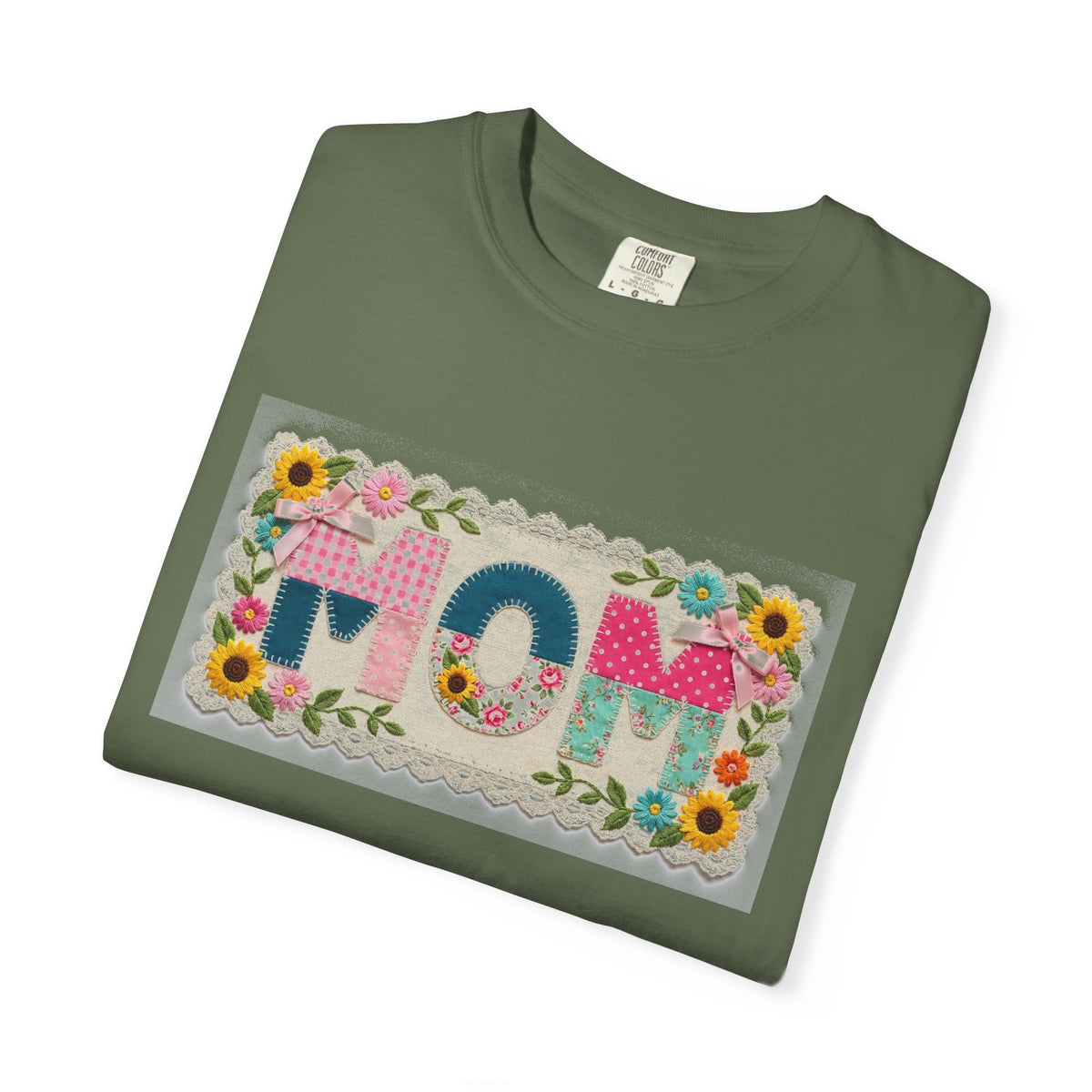 Mom Floral Applique Shirt, Faux Embroidery Sunflower MOM Tee, Mothers Day Shirt, Mom Gift