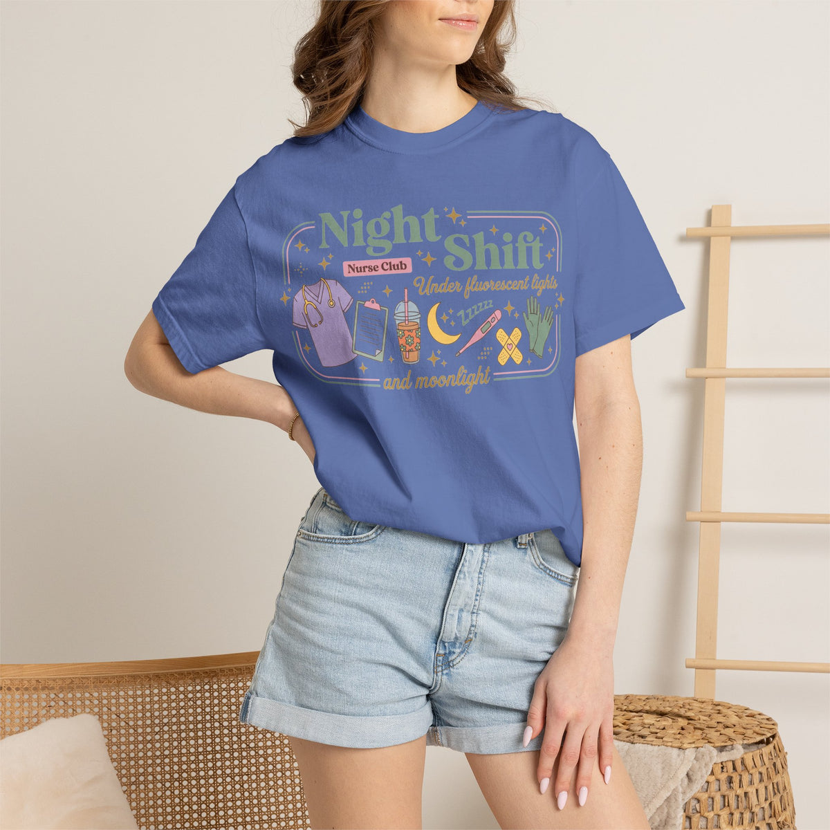 Night Shift Nurse Club Shirt, Under Fluorescent Lights And Moonlight Tee, Cute Night Nurse Shirt, RN Gift