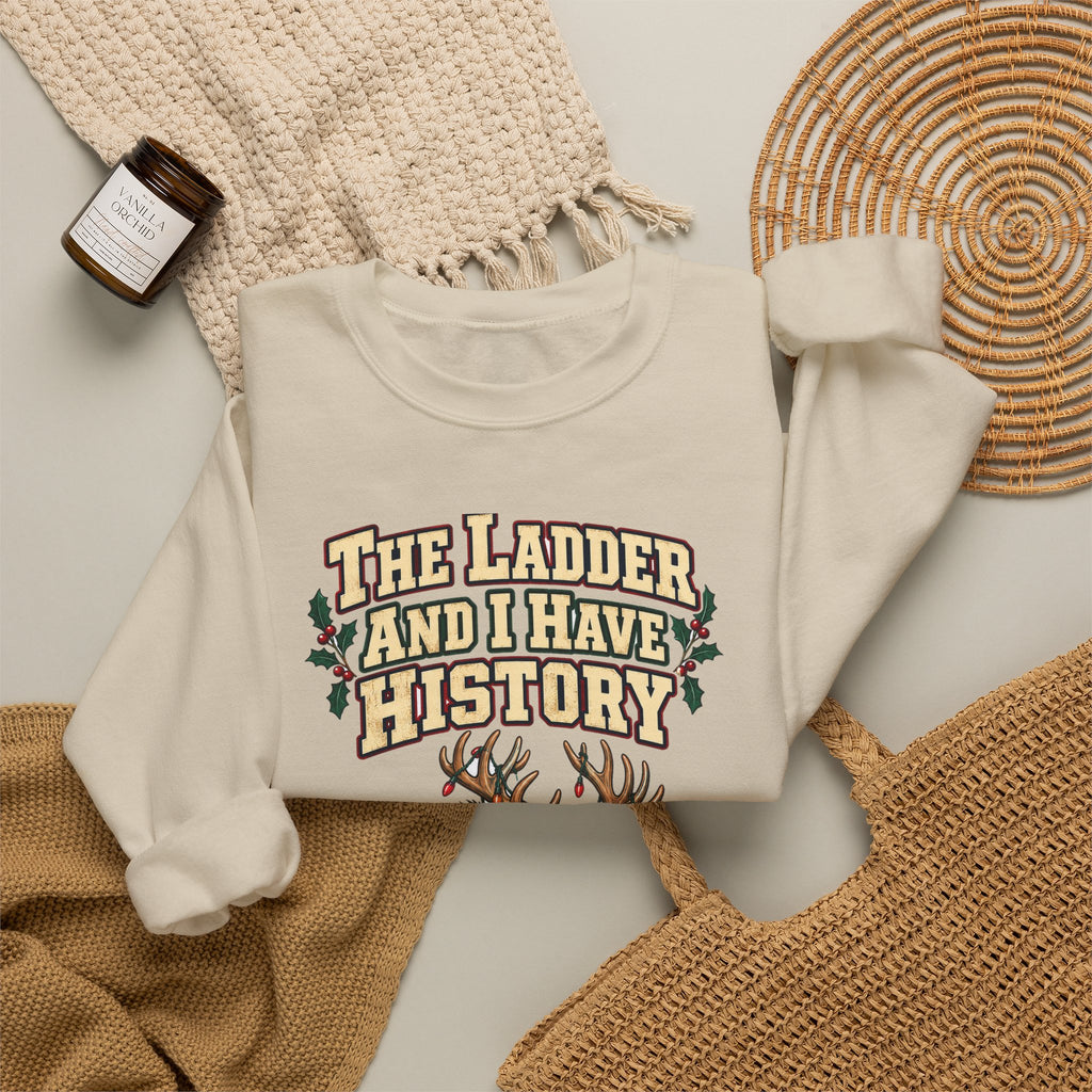 Funny Christmas Dad Sweatshirt The Ladder And I Have History Shirt, Funny Holiday Gift Tee, Christmas Gift Idea