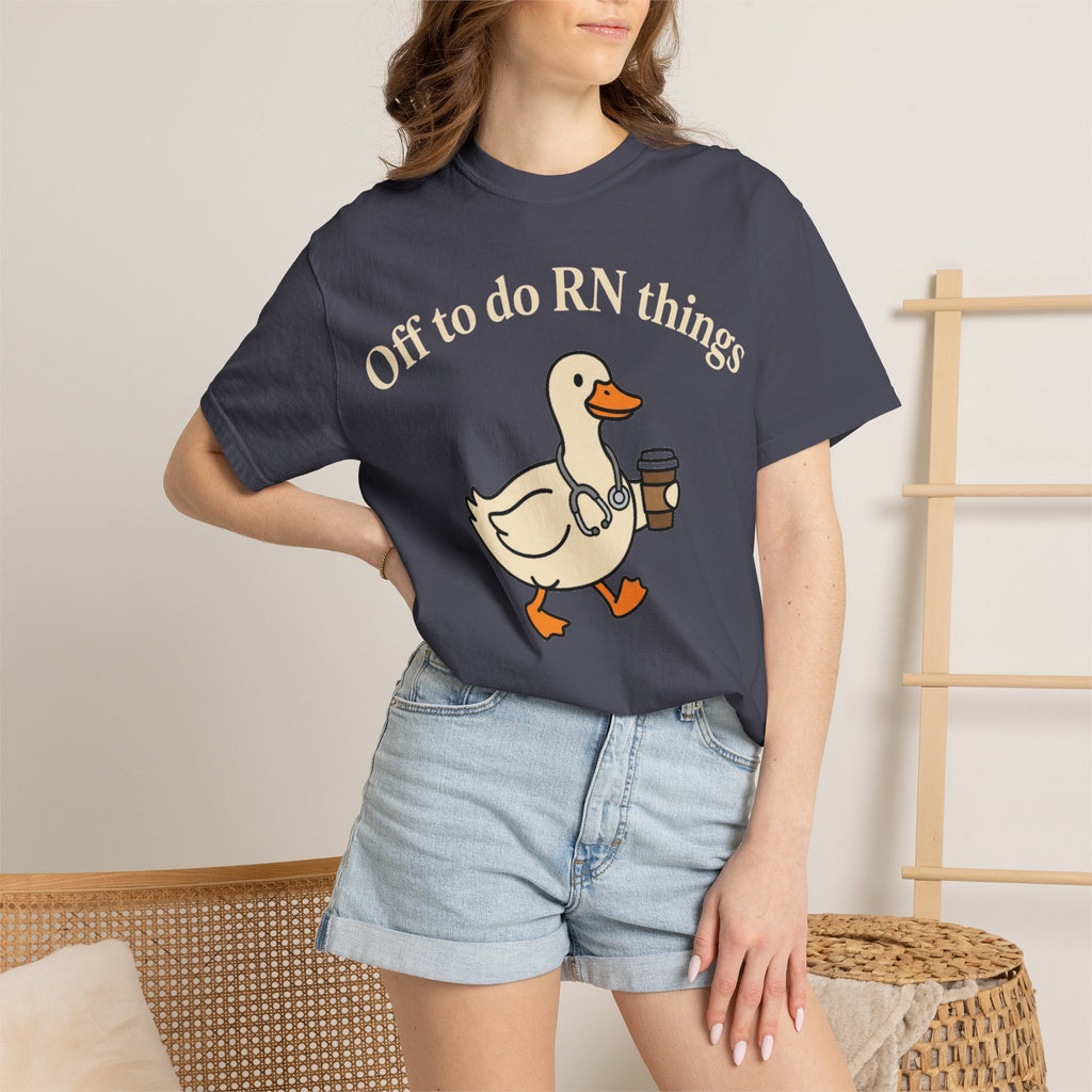 Off To Do RN Things Shirt, Funny Nurse Duck Coffee Tee, Stethoscope Duck Shirt, Nurse Gift