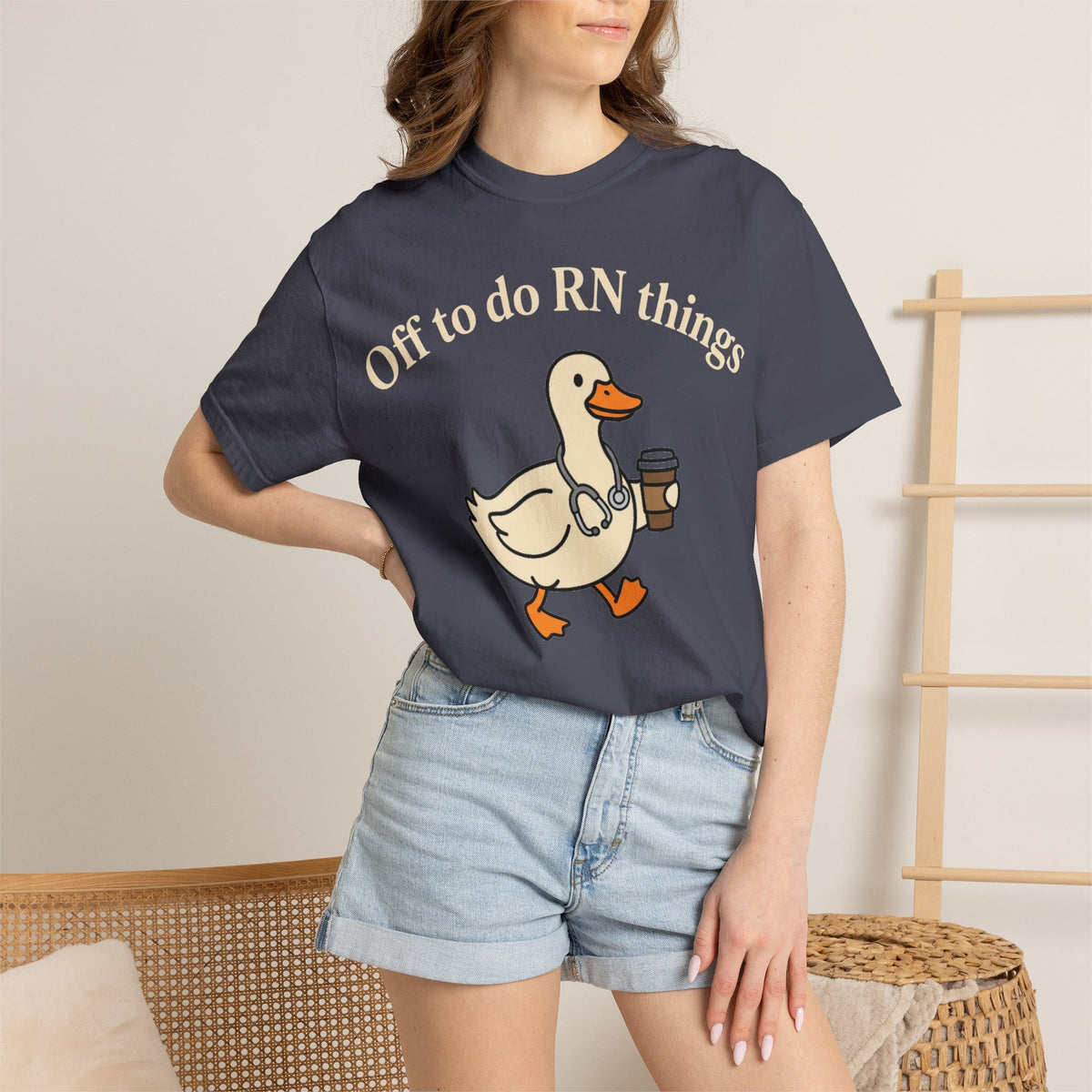 Off To Do RN Things Shirt, Funny Nurse Duck Coffee Tee, Stethoscope Duck Shirt, Nurse Gift