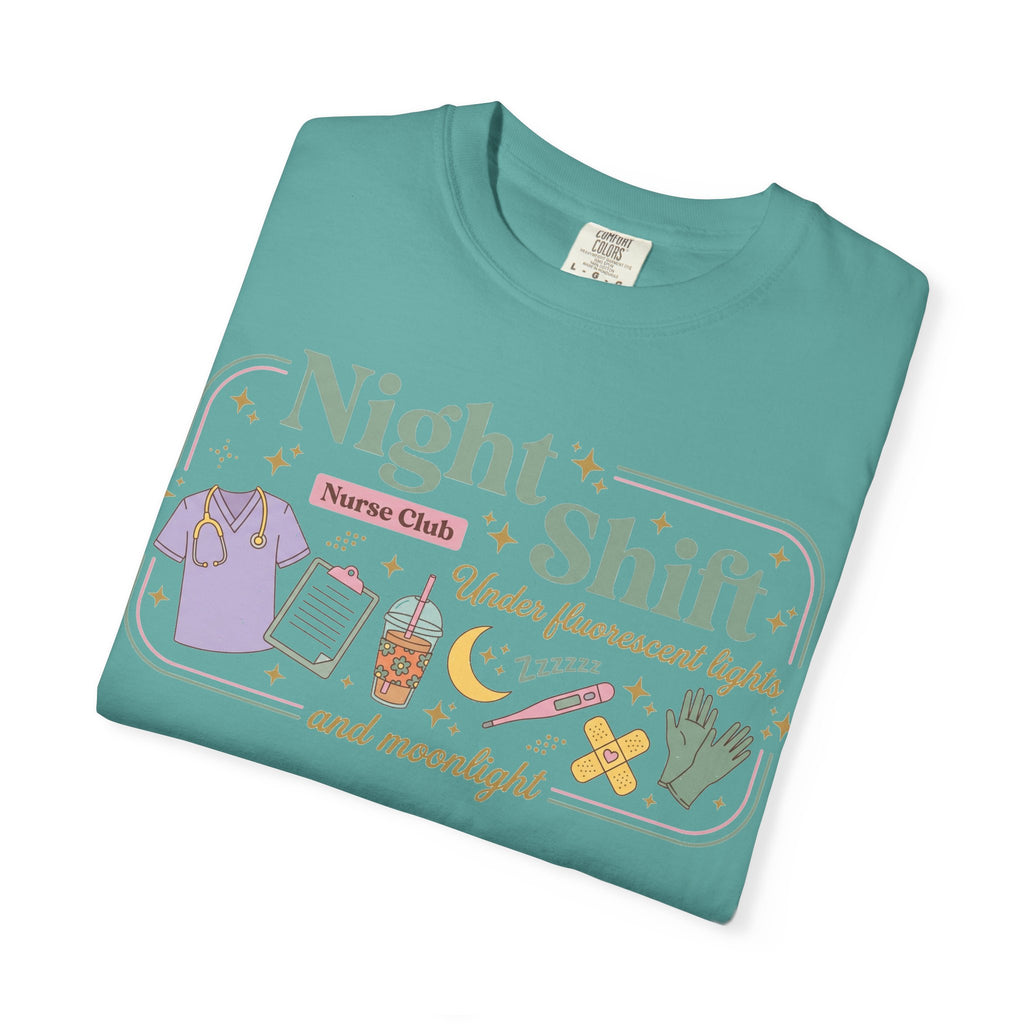 Night Shift Nurse Club Shirt, Under Fluorescent Lights And Moonlight Tee, Cute Night Nurse Shirt, RN Gift