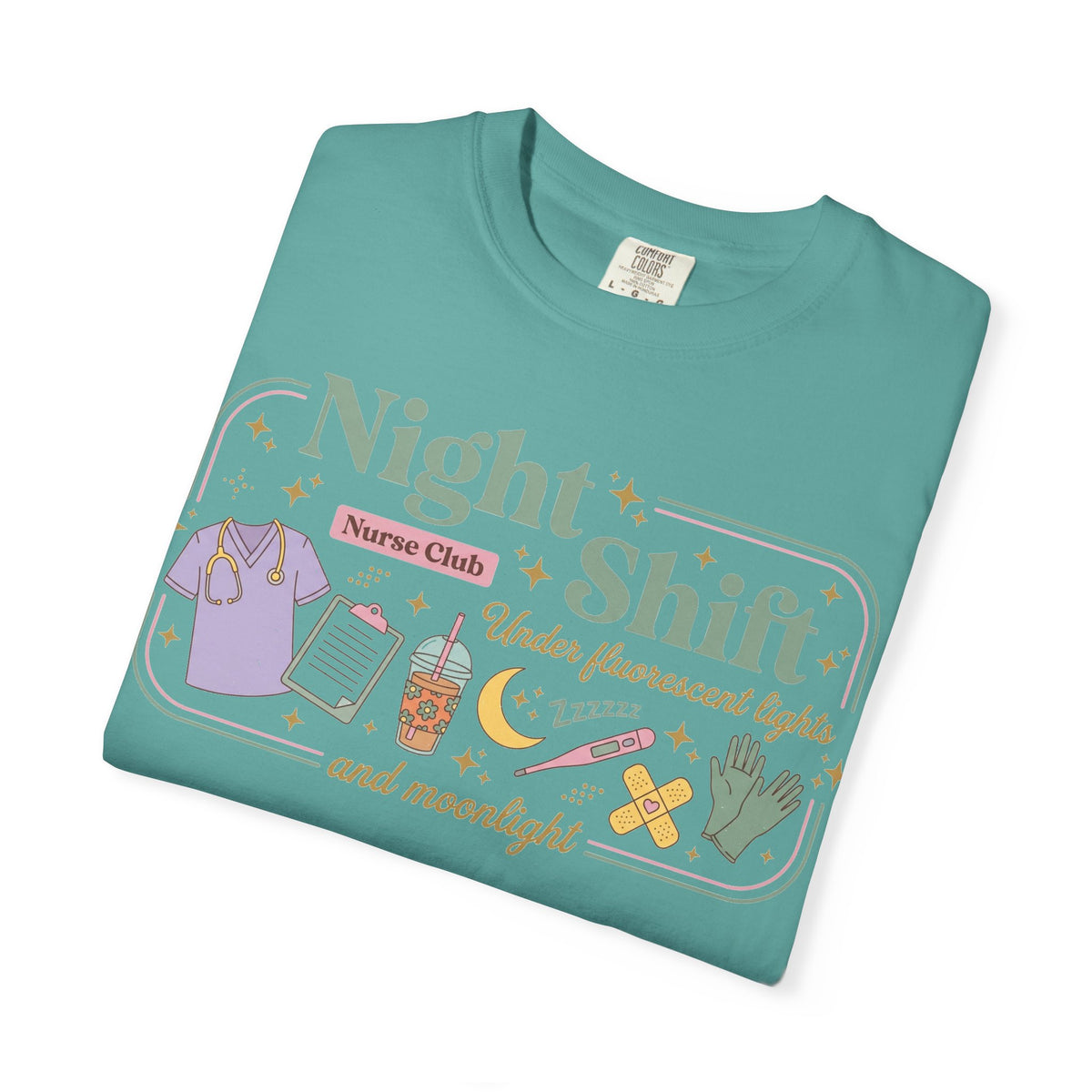 Night Shift Nurse Club Shirt, Under Fluorescent Lights And Moonlight Tee, Cute Night Nurse Shirt, RN Gift