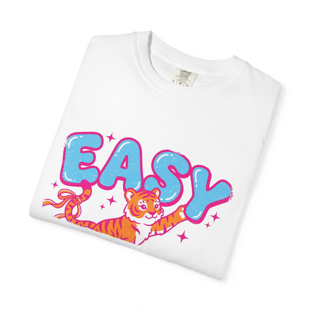 Easy Tiger Shirt, Y2K Bubble Letter Tiger Tee, Pink And Blue Retro Shirt, Funny Flirty Gift