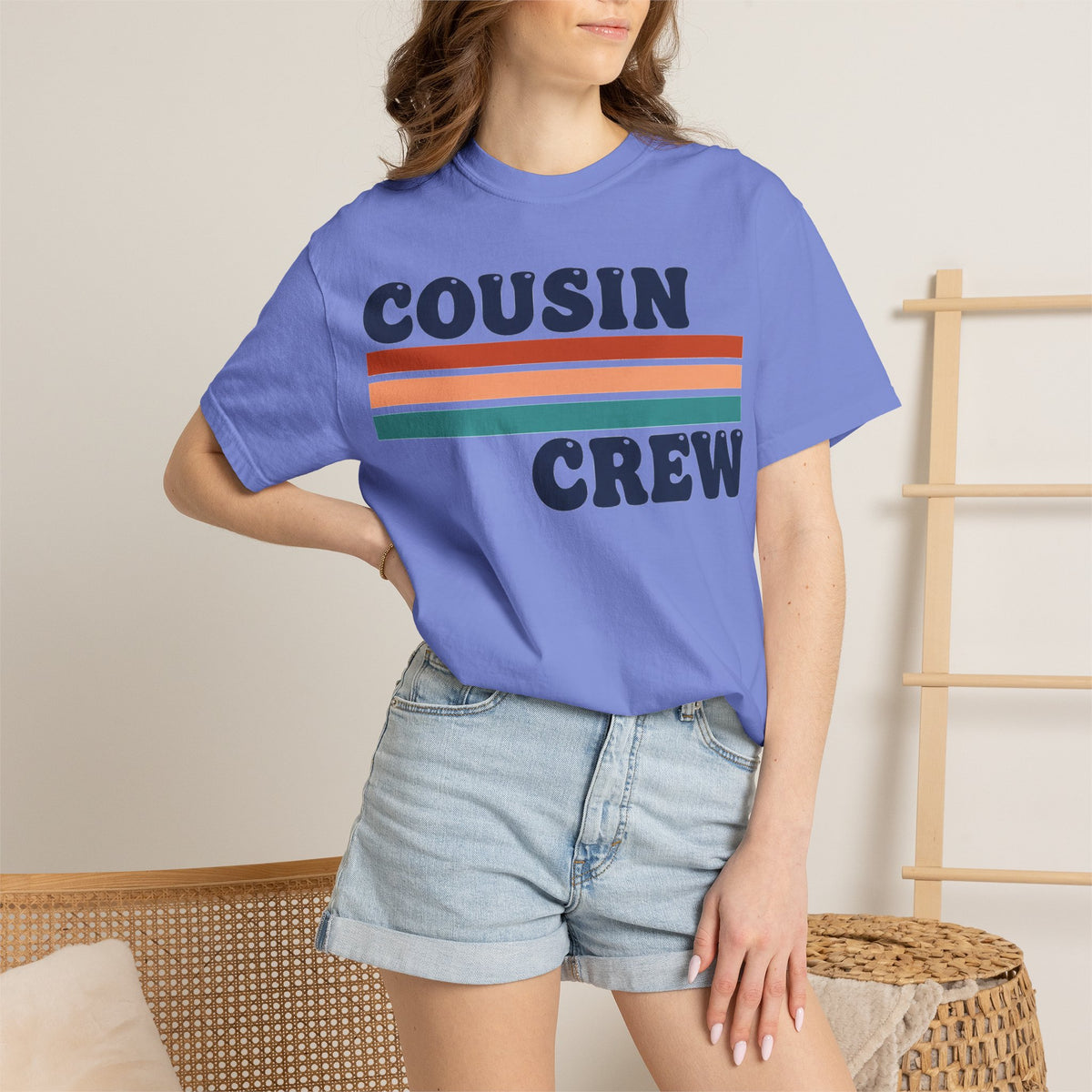 Cousin Crew Stacked Stripe Shirt, Vintage Stripe Family Tee, Matching Cousin Shirt, Reunion Gift