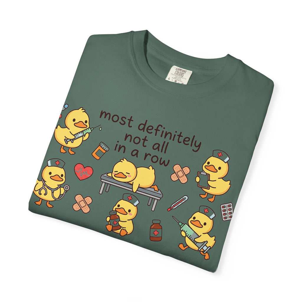 Most Definitely Not All In A Row Wide Shirt, Nurse Duckling Chaos Tee, Funny RN Shirt, Nurse Gift