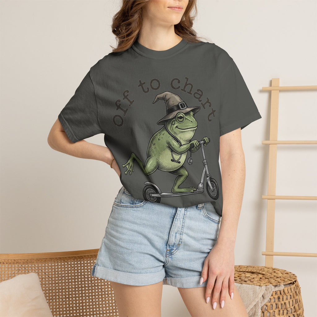 Off To Chart Etched Frog Shirt, Vintage Nurse Frog Scooter Tee, Charting Humor Shirt, RN Gift