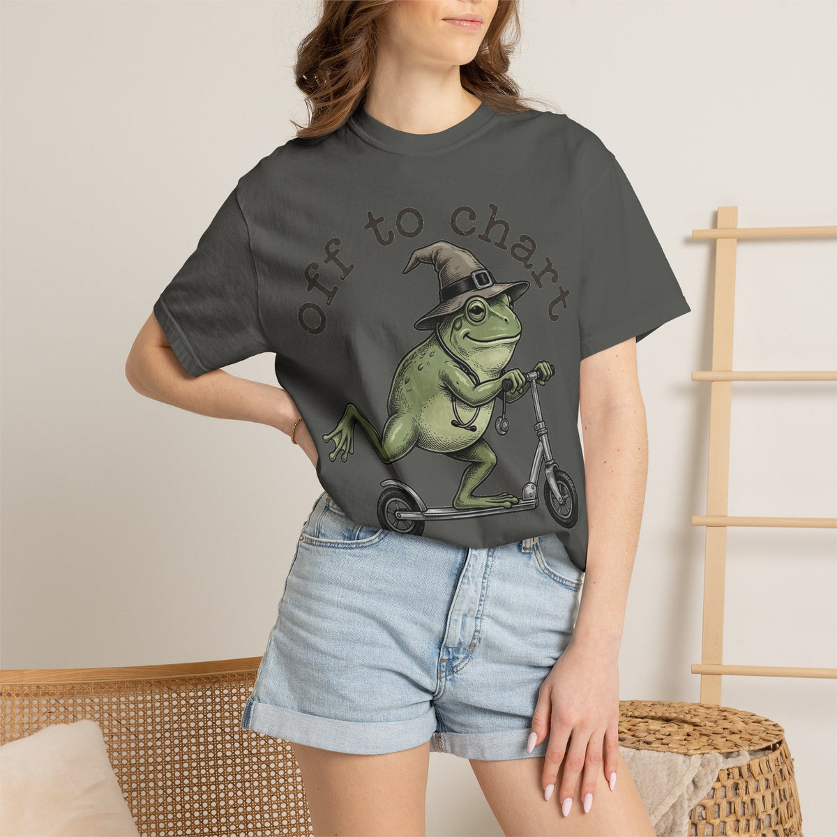 Off To Chart Etched Frog Shirt, Vintage Nurse Frog Scooter Tee, Charting Humor Shirt, RN Gift