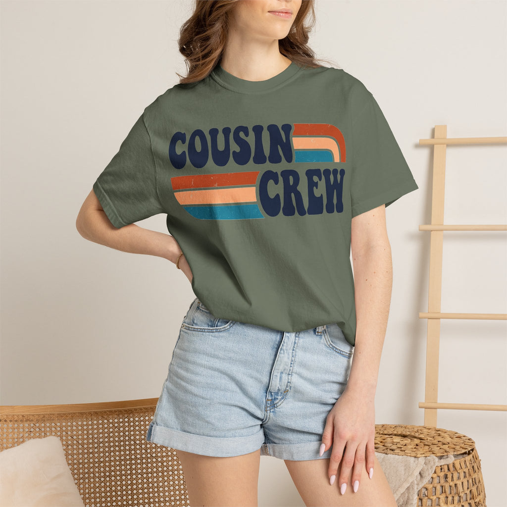 Cousin Crew Rainbow Stripe Shirt, Retro Family Reunion Tee, Matching Cousins Shirt, Family Gift