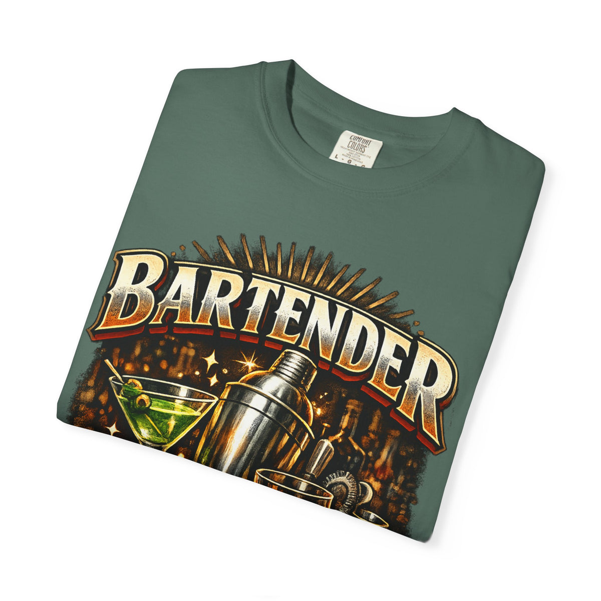 Bartender T-Shirt — "Bartender: Cheaper Than a Therapist" Vintage Bar Graphic Tee