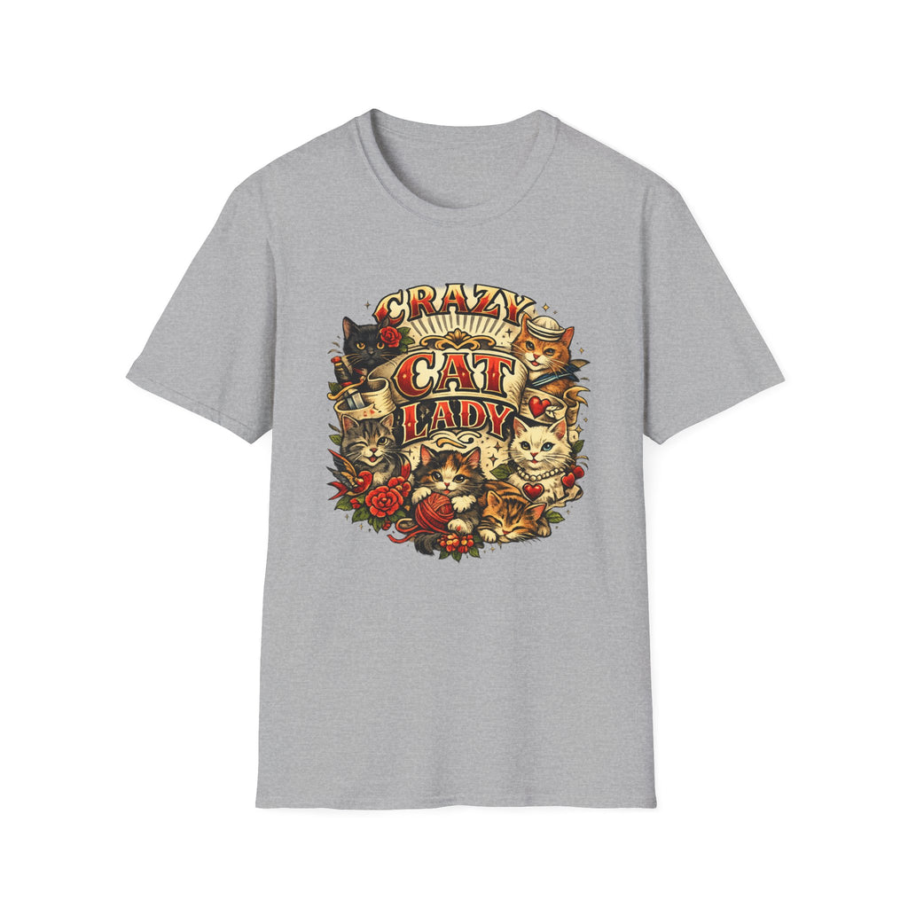 Crazy Cat Lady T-Shirt — Vintage Floral Cat Crew Tee