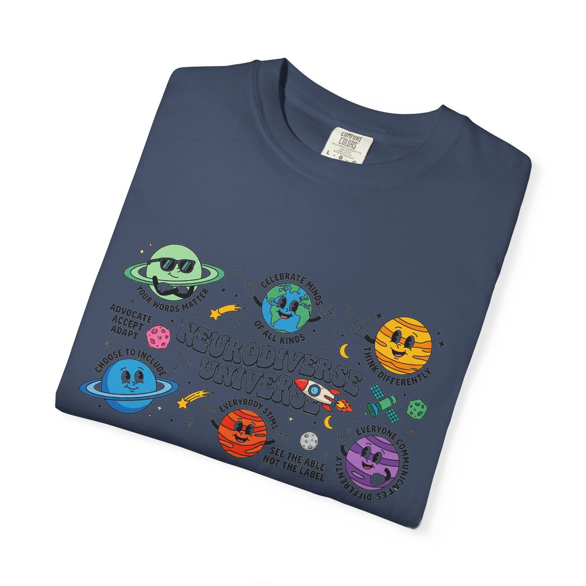 Neurodiverse Universe Wide Shirt, Autism Acceptance Planets Tee, Inclusion Teacher Shirt, SPED Gift