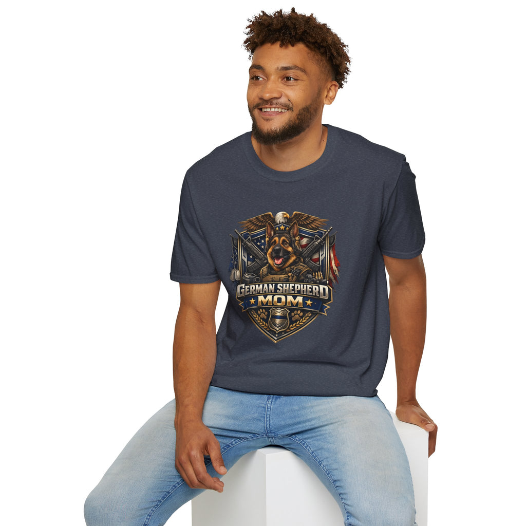 German Shepherd Mom T-Shirt — Bold Military Emblem Dog Lover Tee