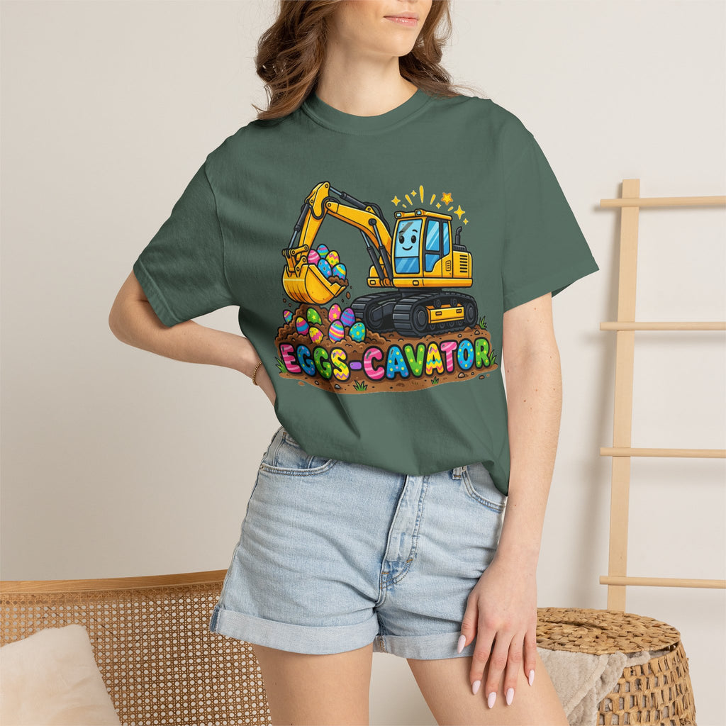 Eggs-Cavator Excavator Shirt, Funny Easter Construction Tee, Digger Easter Egg Shirt, Boys Easter Gift