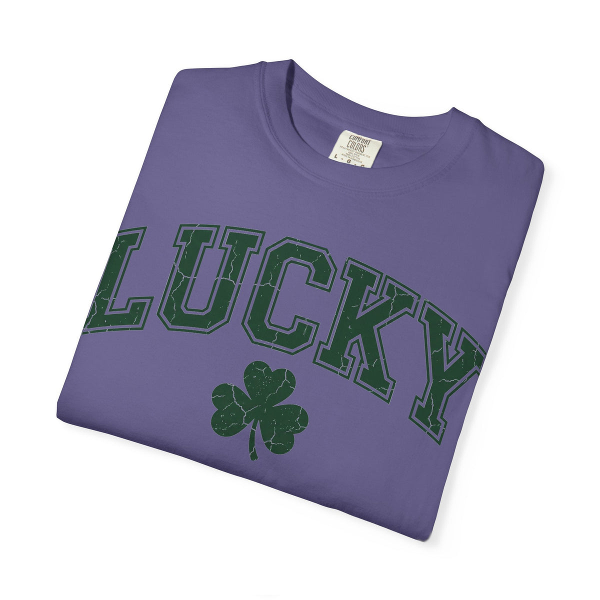 Lucky Shamrock Varsity Shirt, Distressed Green Clover Tee, St Patricks Day Collegiate Shirt, Irish Gift