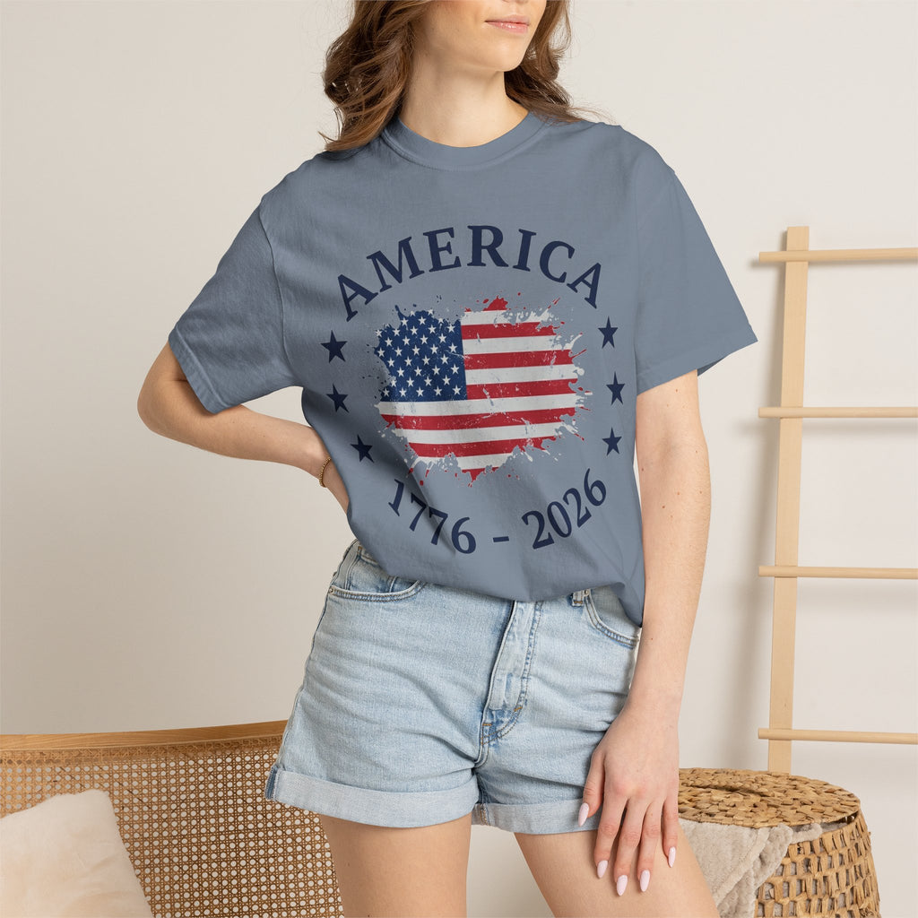 America 1776 2026 Shirt, Distressed Flag Oval Tee, Patriotic 250th Anniversary Shirt, Fourth Of July Gift