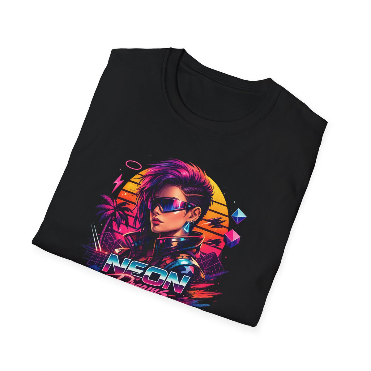Retro Cyberpunk T-Shirt — 'Neon Dreams' Vaporwave Graphic Tee