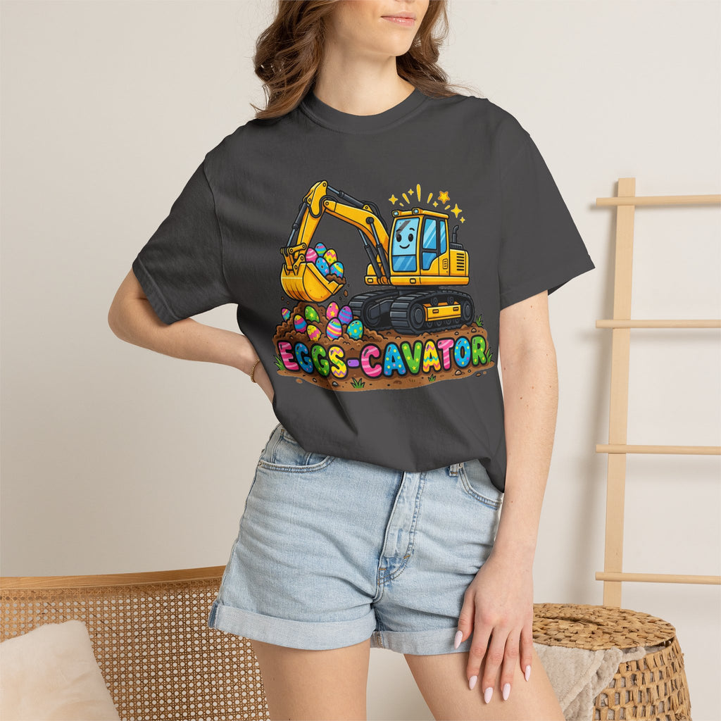 Eggs-Cavator Excavator Shirt, Funny Easter Construction Tee, Digger Easter Egg Shirt, Boys Easter Gift