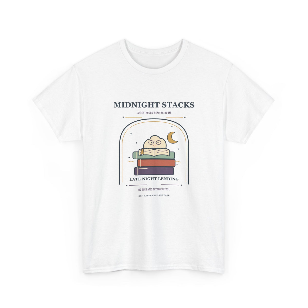 Midnight Stacks Ghost Librarian T-Shirt — After Hours Reading Room