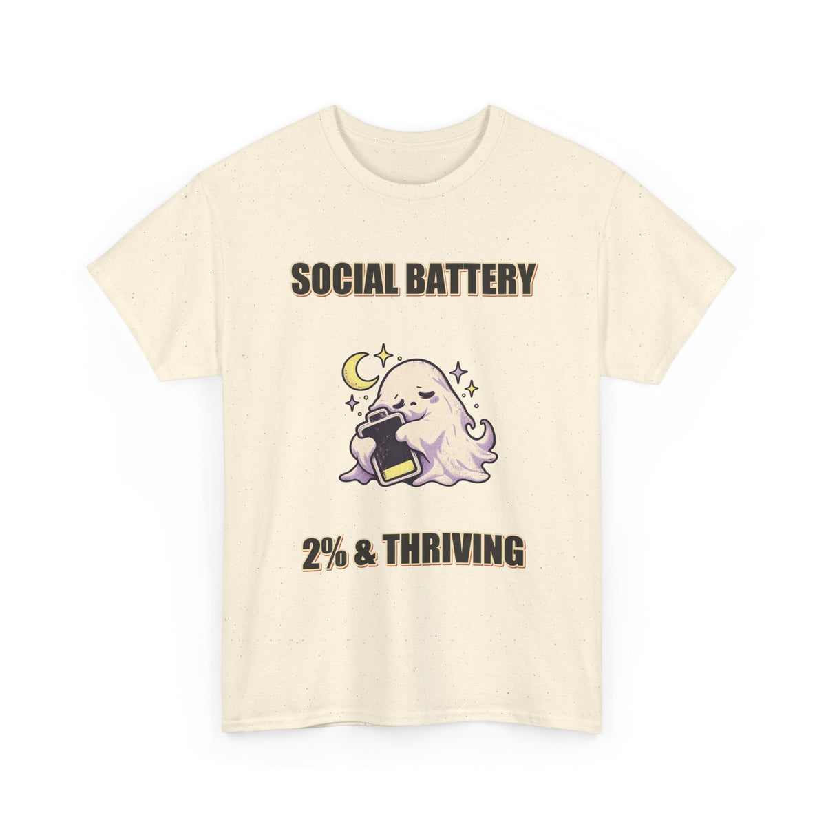 Social Battery 2% & Thriving – Moon Ghost T-Shirt
