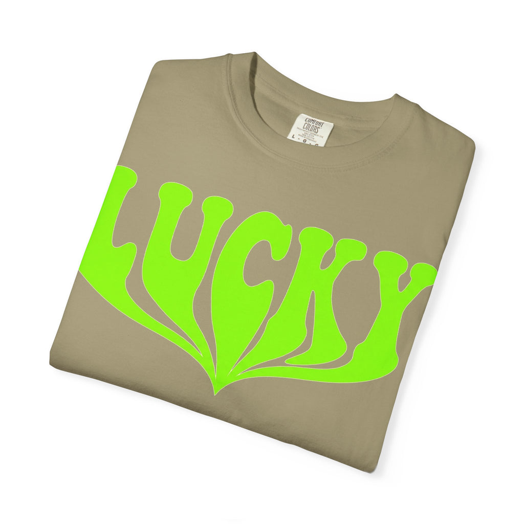 Lucky Drippy Type Shirt, Neon Green Psychedelic Tee, Retro St Patricks Day Shirt, Rave Gift