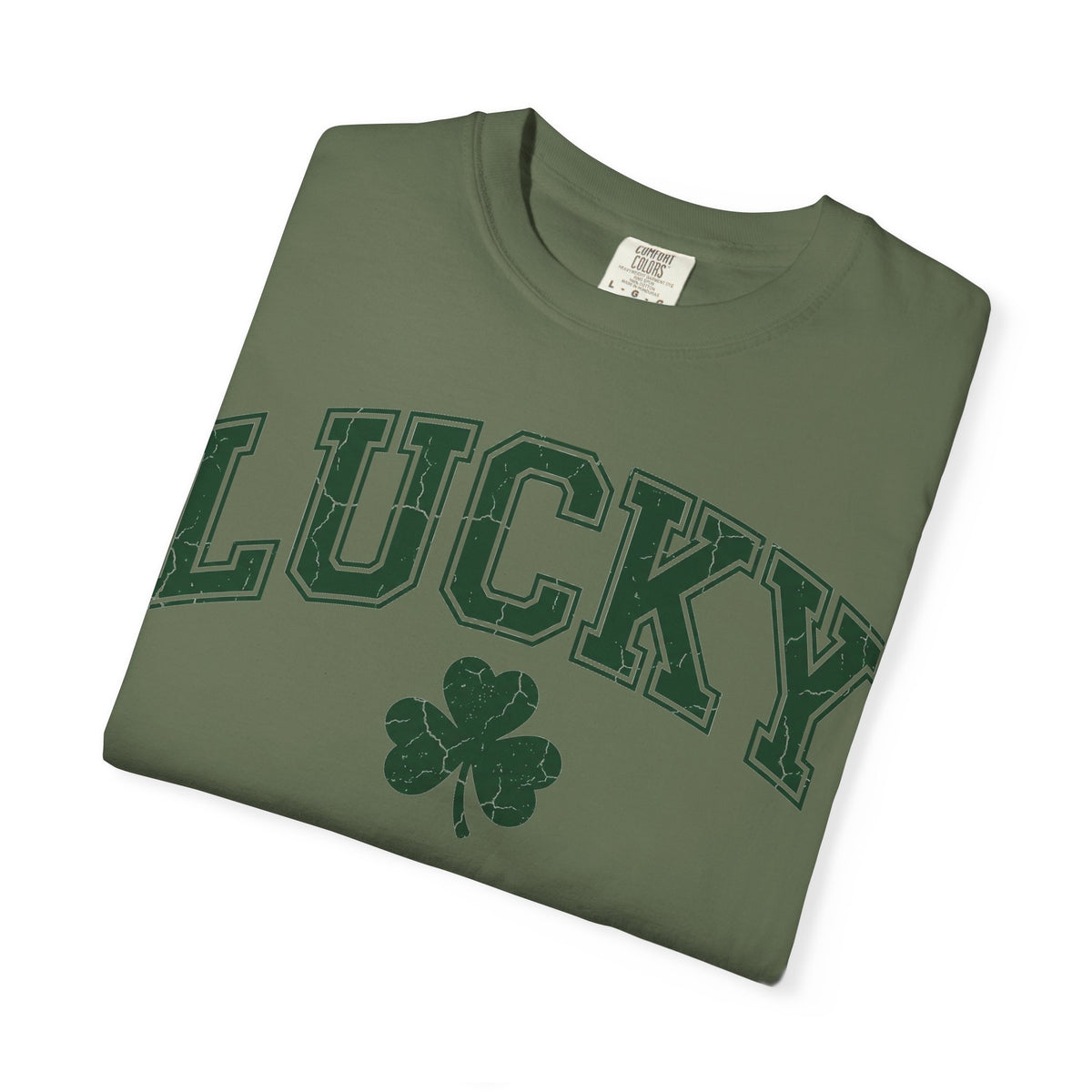Lucky Shamrock Varsity Shirt, Distressed Green Clover Tee, St Patricks Day Collegiate Shirt, Irish Gift