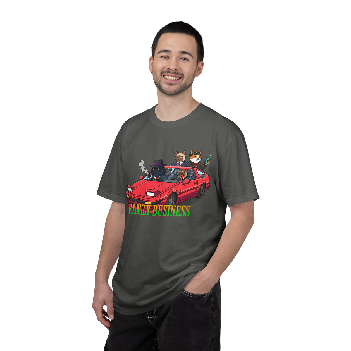 Family Business T-Shirt — Retro Car with Fox Crew Graphic