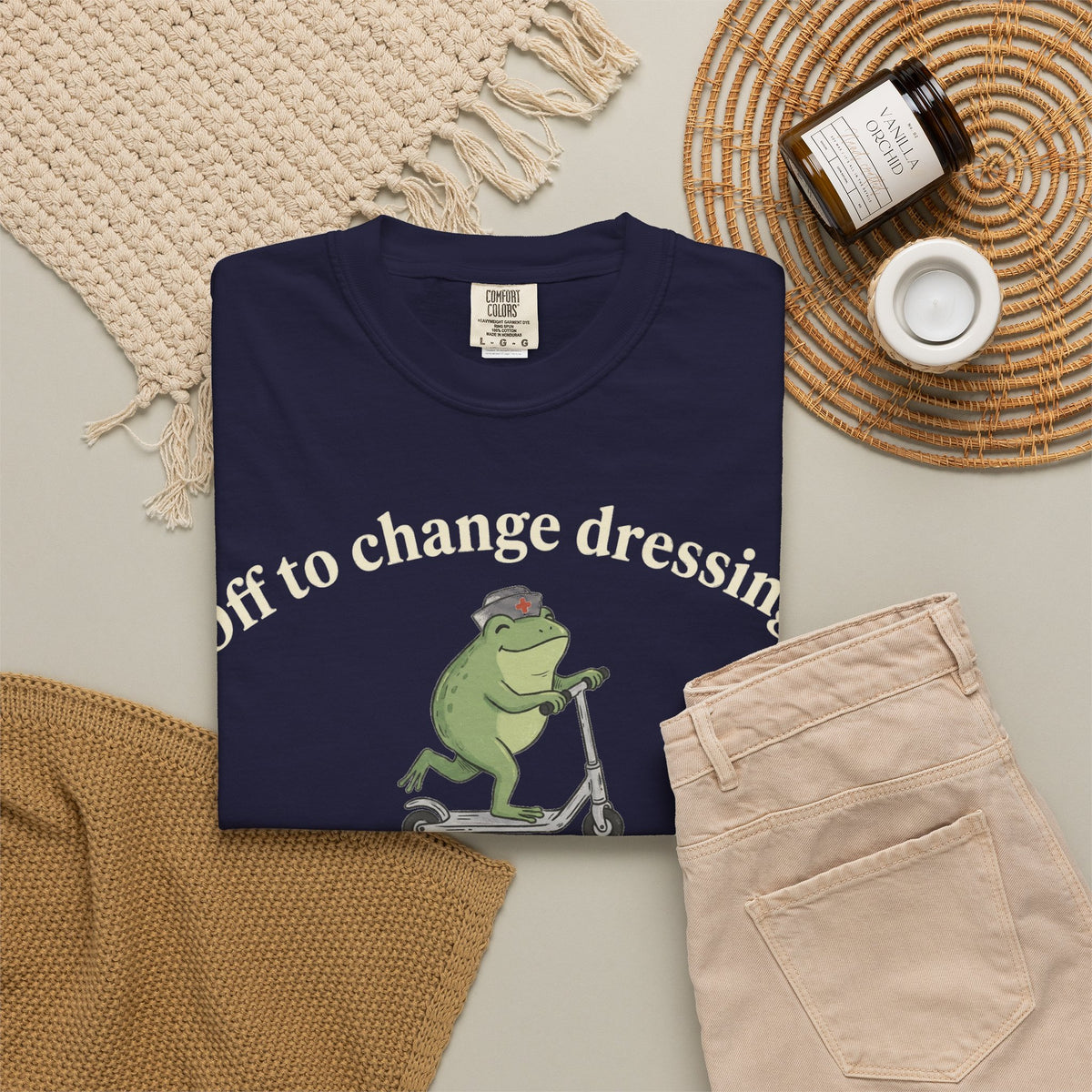 Off To Change Dressings Wide Shirt, Nurse Frog On A Scooter Tee, Funny Wound Care Shirt, RN Gift