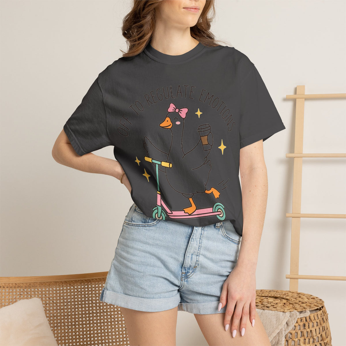 Off To Regulate Emotions Shirt, Funny Therapy Goose Scooter Tee, Mental Health Humor Shirt, Therapist Gift