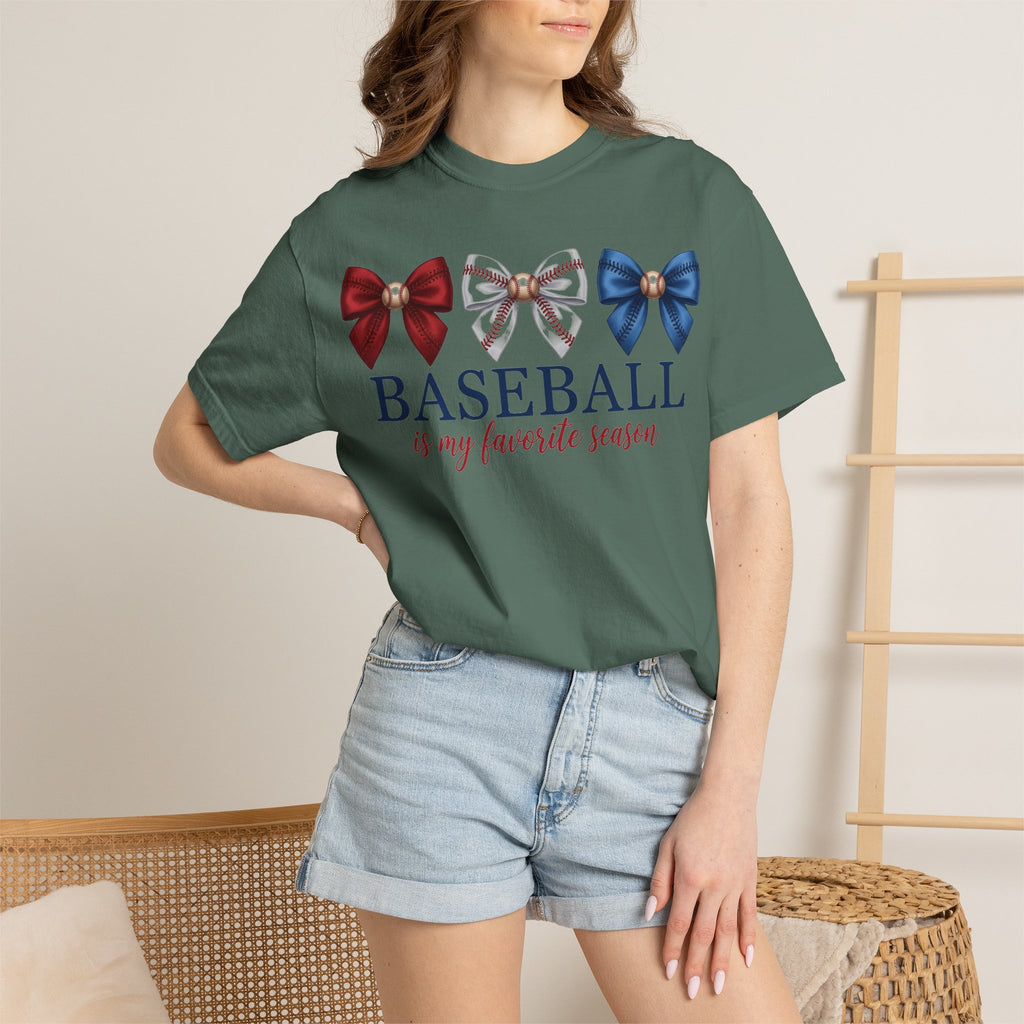 Baseball Is My Favorite Season Shirt, Coquette Baseball Bows Tee, Baseball Mom Shirt, Game Day Gift