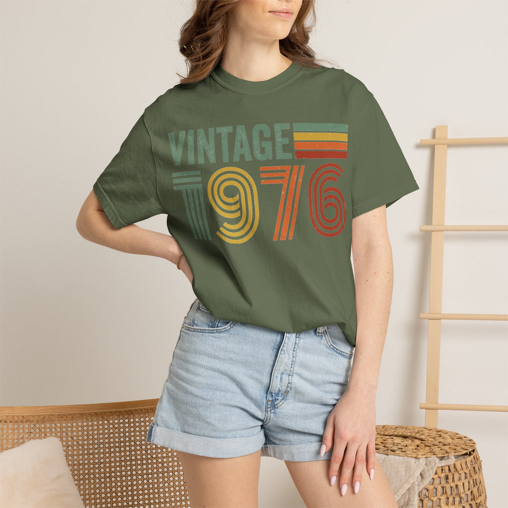 Vintage 1976 Wide Shirt, Retro Striped Birth Year Tee, 50th Birthday Shirt, 1976 Gift