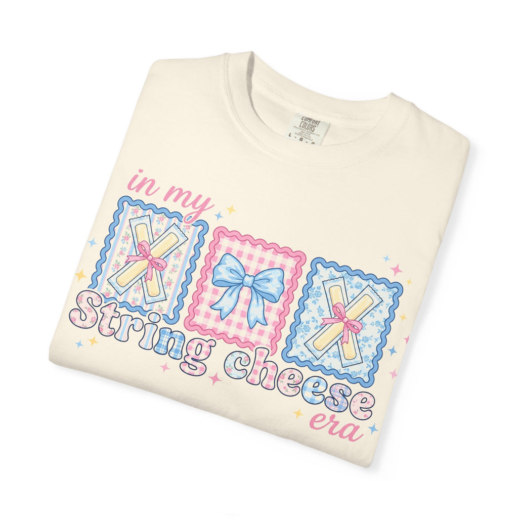 In My String Cheese Era Bow Shirt, Pastel Coquette Snack Tee, Funny Cheese Lover Shirt, Cute Gift