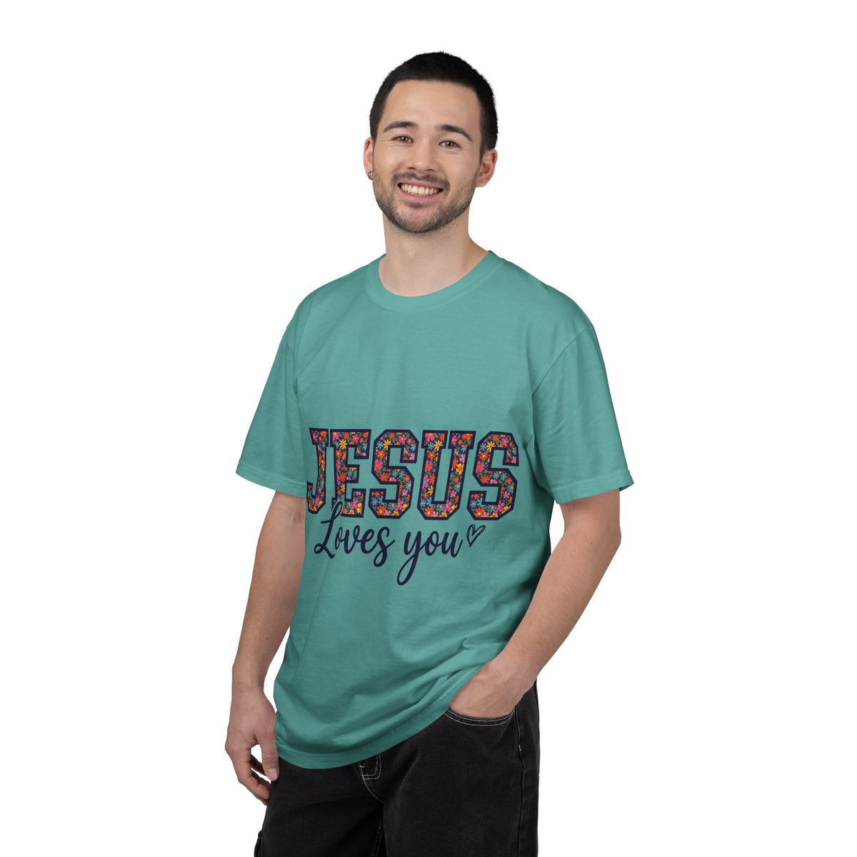 Jesus Loves You Shirt, Floral Varsity Christian Tee, Faith Statement Shirt, Church Gift