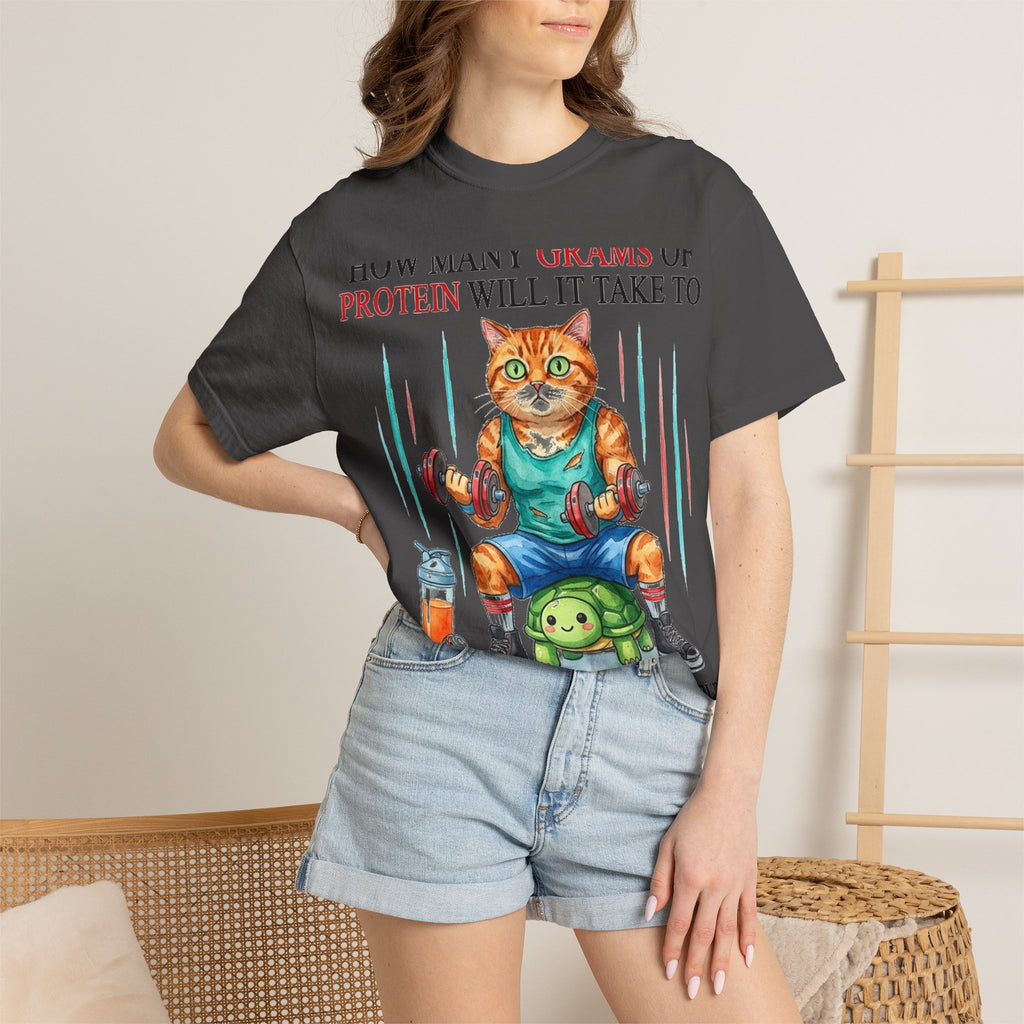 How Many Grams Of Protein Will It Take To Restore The Light In My Eyes Shirt, Funny Gym Cat Tee, Burnout Humor Shirt, Lifter Gift