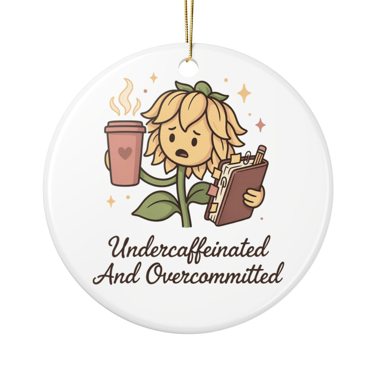 Undercaffeinated And Overcommitted Ornament, Funny Sarcastic Gift for Coworker, Secret Santa Gift, Christmas Ornament 2026