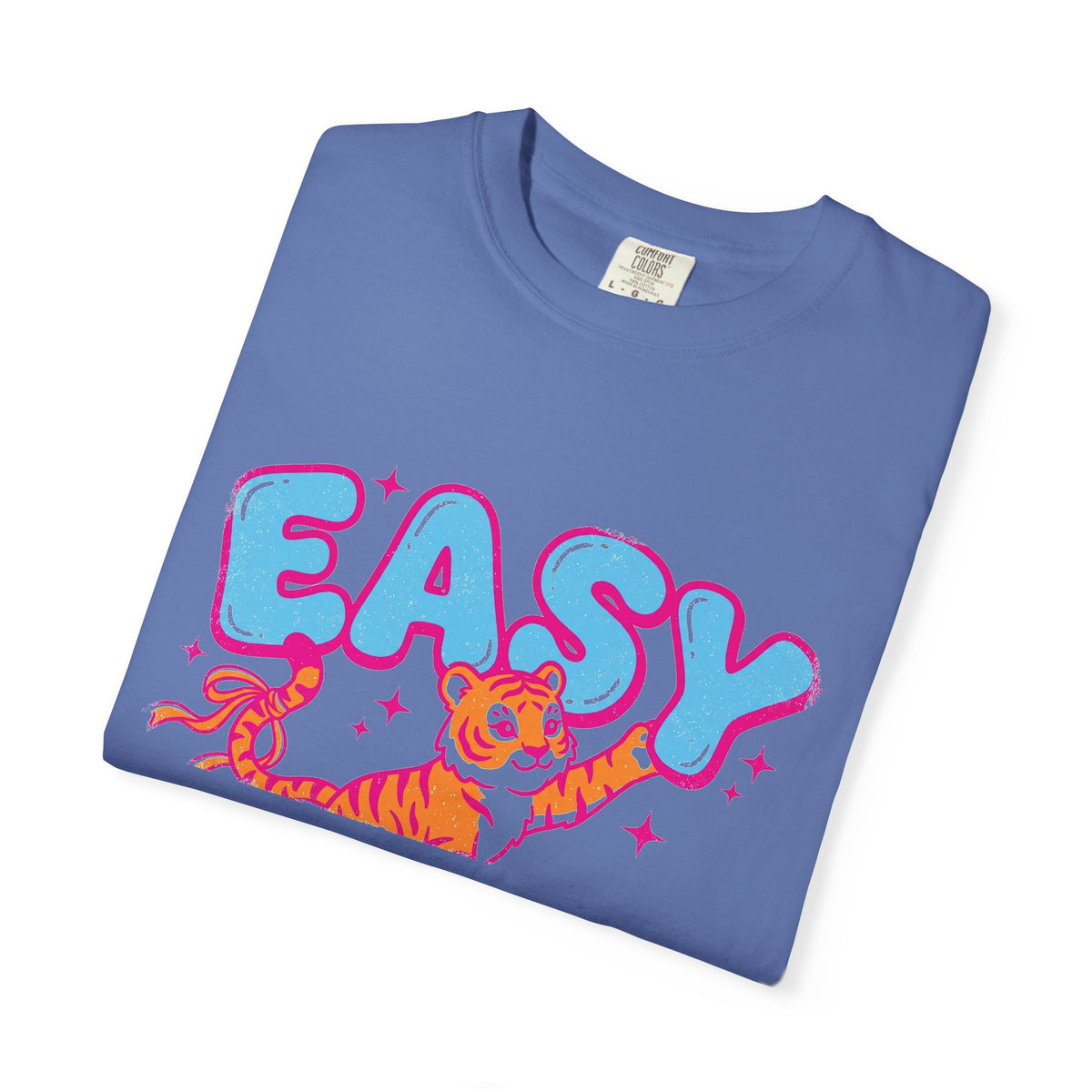 Easy Tiger Shirt, Y2K Bubble Letter Tiger Tee, Pink And Blue Retro Shirt, Funny Flirty Gift