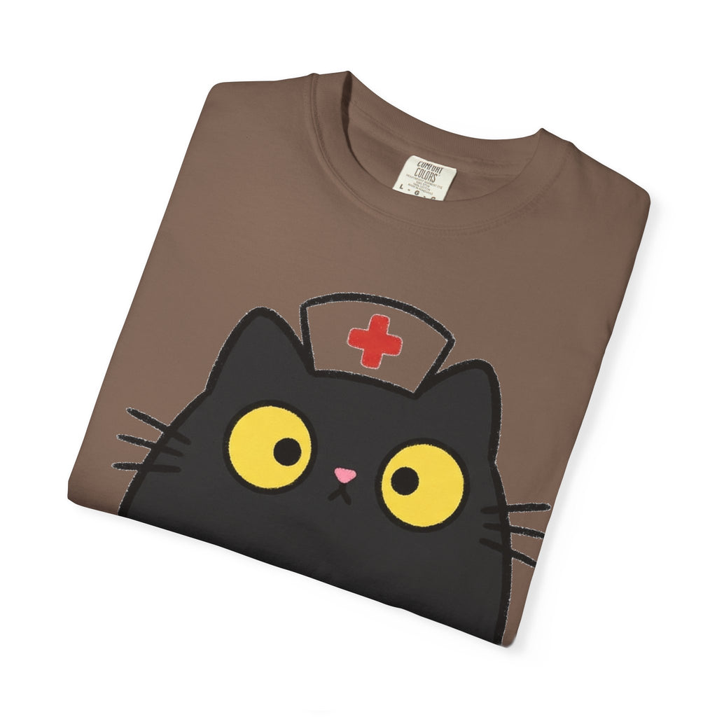 Kawaii Black Cat Nurse Shirt, Cute Cat In Nurse Cap Tee, Funny Nurse Cat Shirt, RN Gift