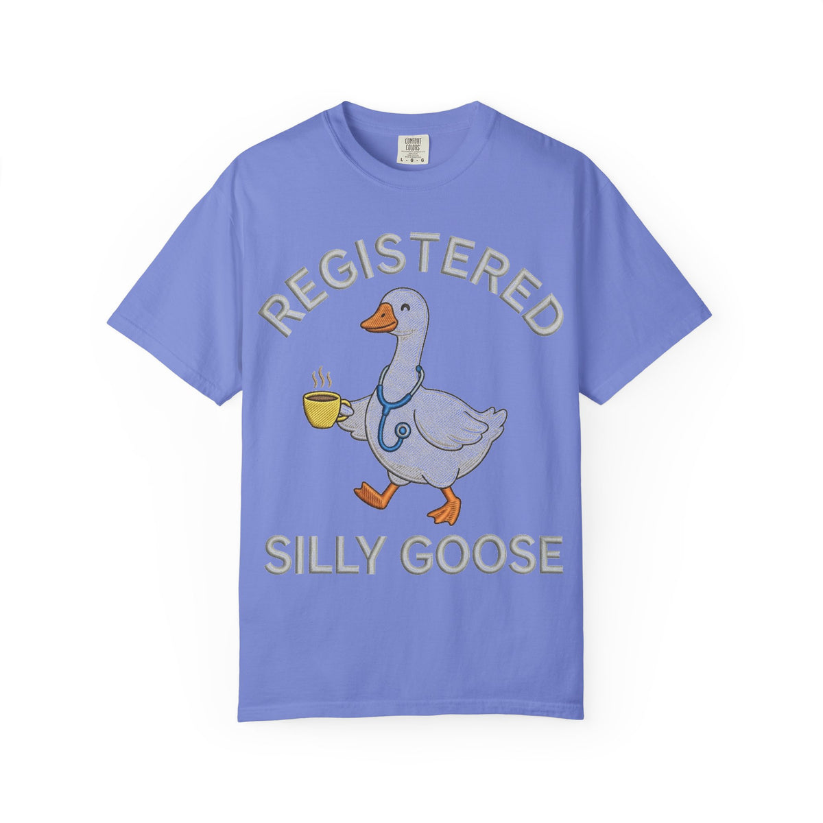 Registered Silly Goose Straight Text Shirt, Embroidered Look Nurse Goose Tee, Funny RN Shirt, Nurse Gift