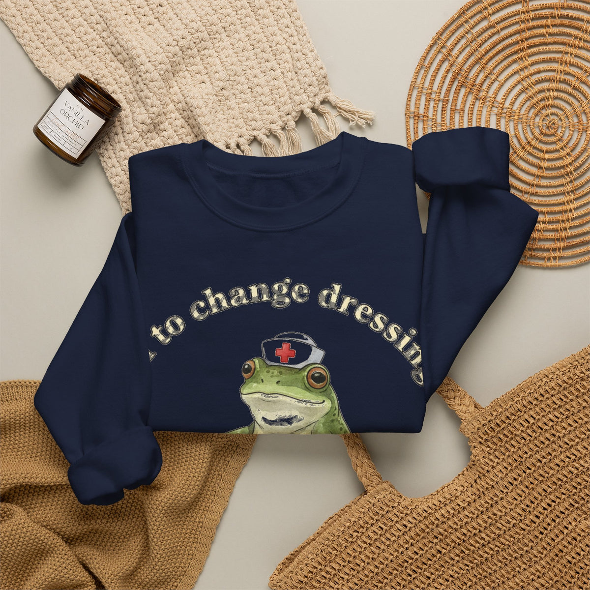 Off To Change Dressings Frog Nurse Sweatshirt, Wound Care Nurse Sweatshirt, Funny Frog Scooter Nurse Gift, Vintage RN Humor Sweatshirt, Scru