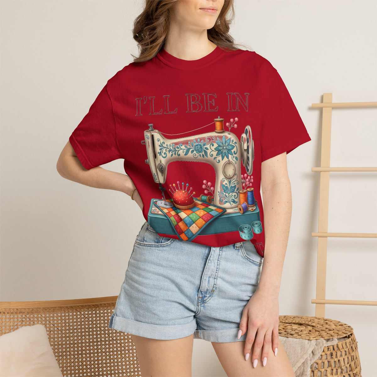 I'll Be In My Office Cream Sewing Machine Shirt, Quilter Humor Tee, Vintage Seamstress Shirt, Sewing Gift