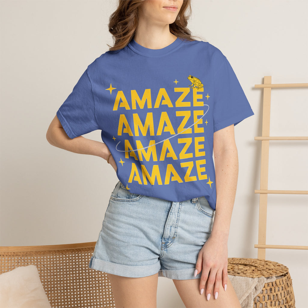 Amaze Amaze Amaze Amaze Shirt, Four Line Retro Type Tee, Frog Sparkle Graphic Shirt, Trendy Gift