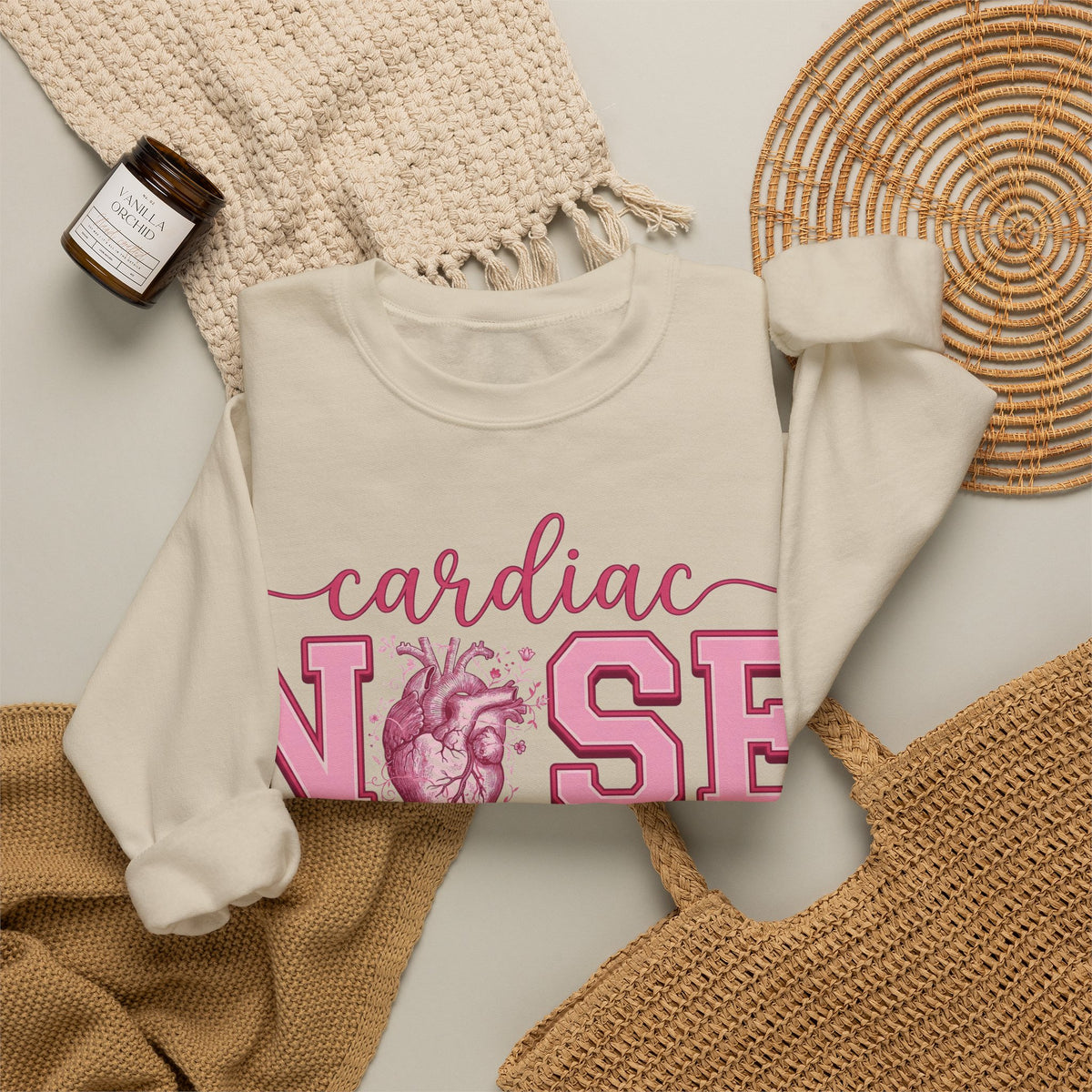 Cardiac Nurse Sweatshirt, Anatomical Heart Nurse Sweatshirt, Pink Varsity Cardiology Nurse Gift, ICU Cardiac RN Sweatshirt, Telemetry Nurse