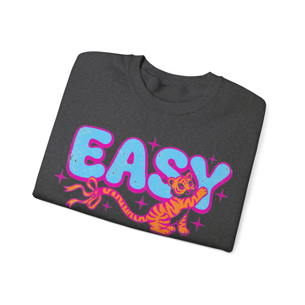 Easy Tiger Sweatshirt, Y2K Bubble Letters Tiger Sweatshirt, Retro Pink Blue Graphic Sweatshirt, Funny Sassy Gift, 2000s Aesthetic Sweatshirt