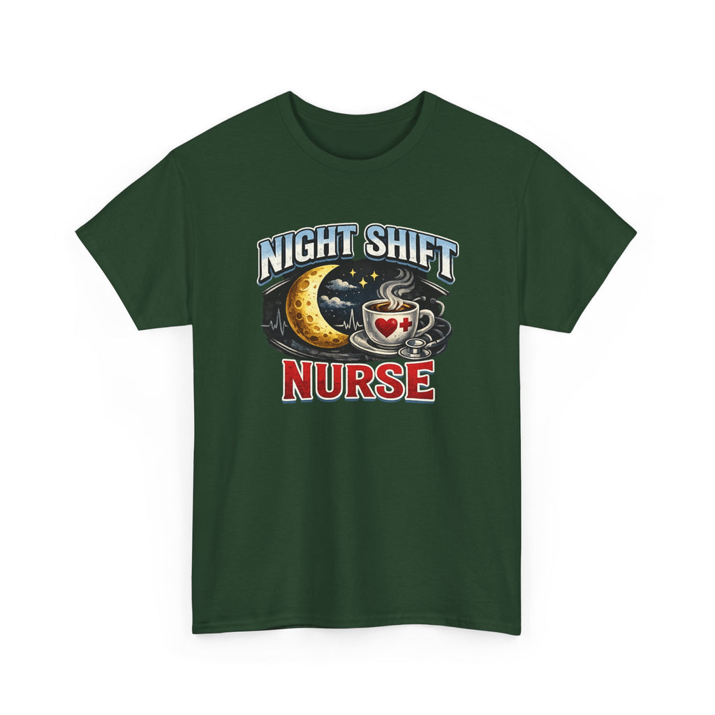 Night Shift Nurse T‑Shirt - Cute Moon & Coffee Graphic Tee for Nurses