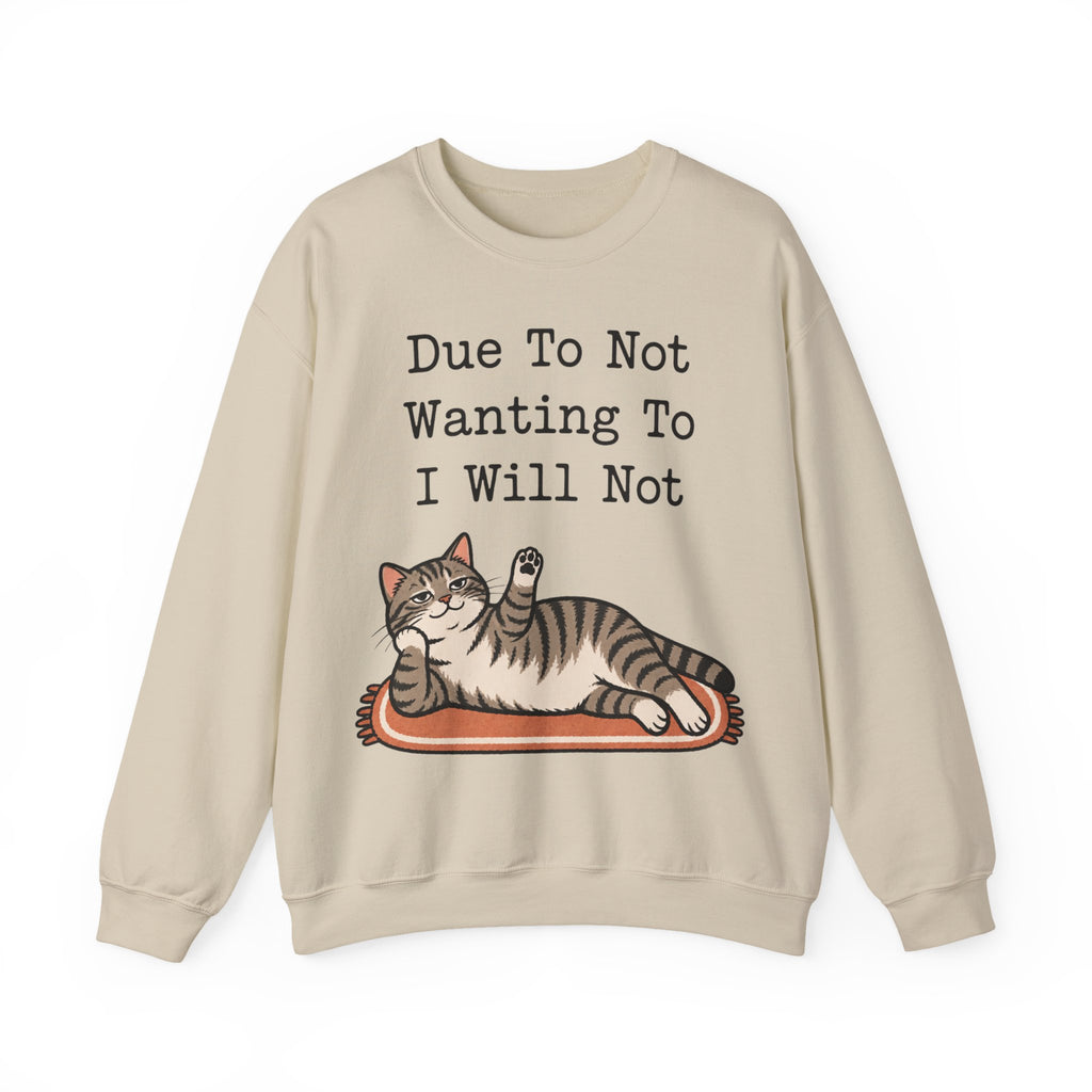 Funny Introvert Sweatshirt Due To Not Wanting To I Will Not | Sarcastic Cat Sweatshirt | Antisocial Sweatshirt | Funny Gift