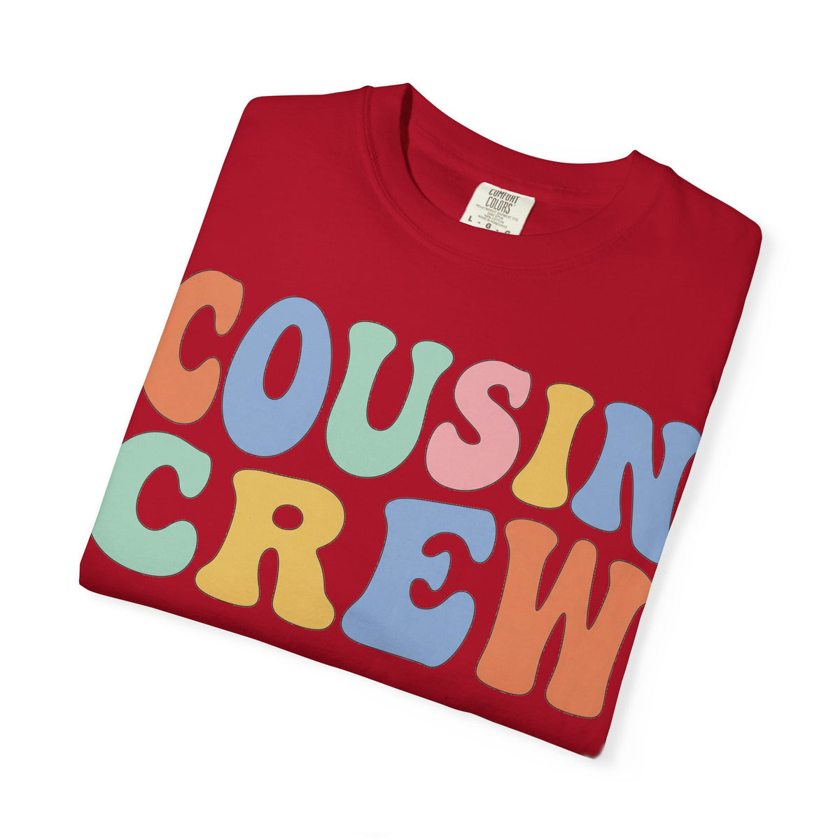 Cousin Crew Wide Groovy Shirt, Pastel Retro Letter Tee, Family Reunion Matching Shirt, Cousin Gift