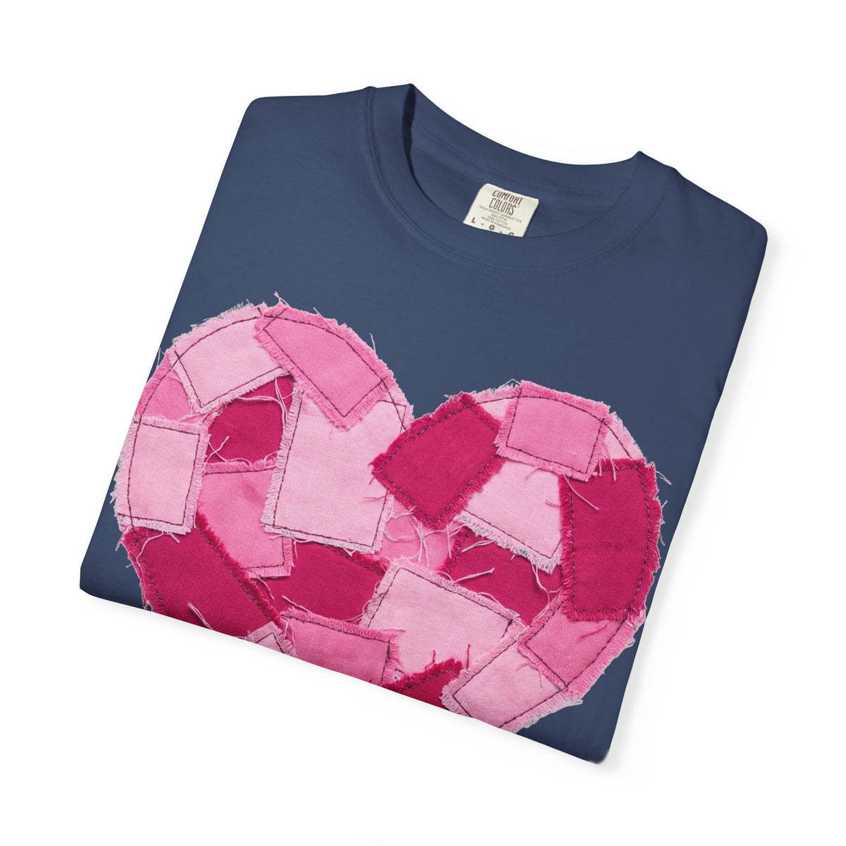 Patchwork Heart Shirt, Frayed Pink Quilt Heart Tee, Shabby Chic Valentine Shirt, Cozy Gift