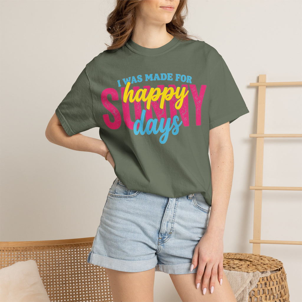 Happy Sunny Days Wide Shirt, Retro Layered Type Summer Tee, Bright Vacation Shirt, Summer Gift