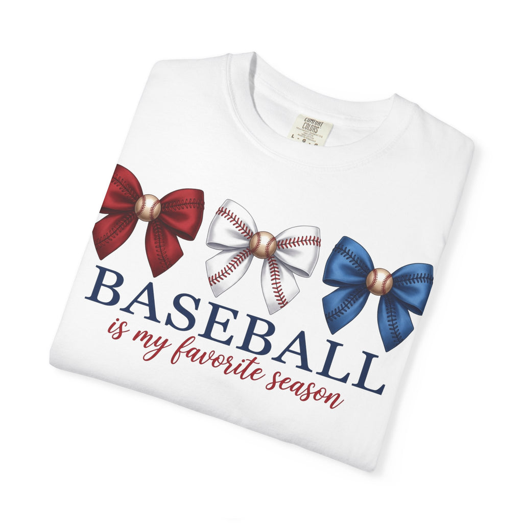 Baseball Is My Favorite Season Shirt, Coquette Baseball Bows Tee, Baseball Mom Shirt, Game Day Gift